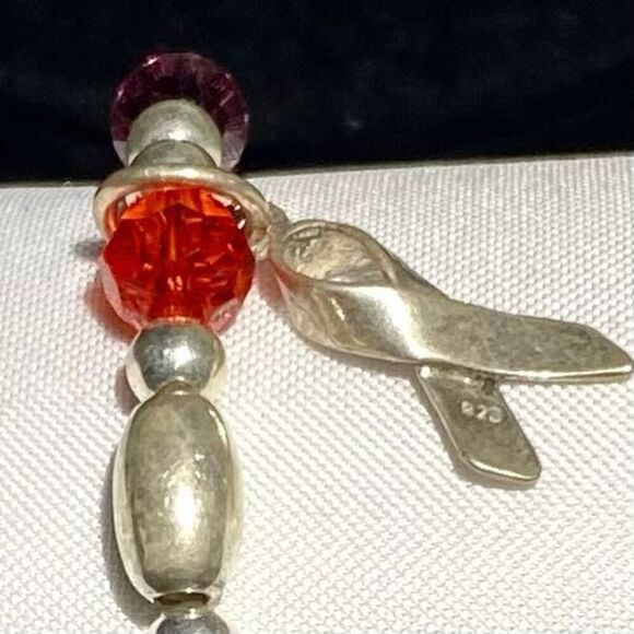 WM# Sterling 925 Silver & multi colored crystal bracelet - Picture 4 of 7